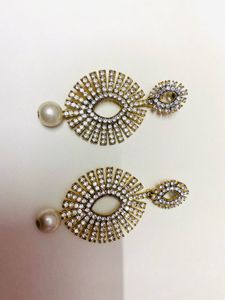 Silver Pearl Drop Long Earrings
