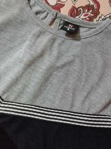 Black And Grey Cold Shoulder Top
