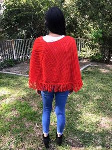Red Orange Poncho Top
