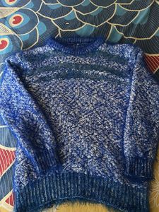 Blue Textured Knit Sweater
