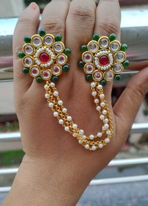 Statement Kundan Slave Bracelet Ring