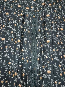 Dark Green Floral Office Top