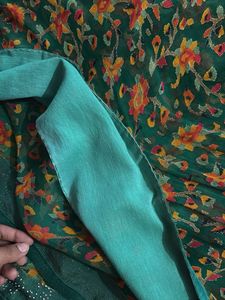 Floral Green Saree