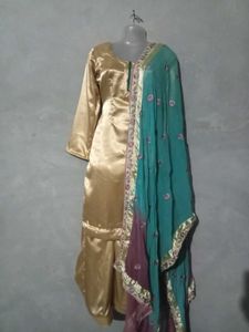 Golden Satin Salwar Suit