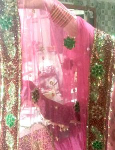 Pink Indian Outfit with Sequins Bridal Lehenga 😍