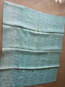 Beautiful sky blue saree with embroidery