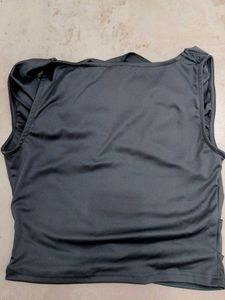 cowl neck grey crop top