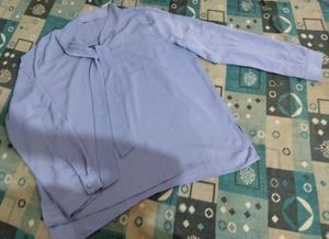 Elegant Blue Tie-Neck Top