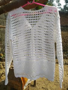 Knitted White Shrug