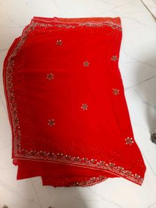 Red Embellished Saree