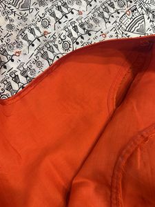 Orange Warli Print Saree