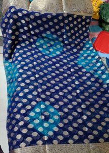 new Blue gorget  Banarasi shibori Saree