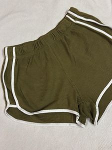 Olive Green Ribbed Shorts