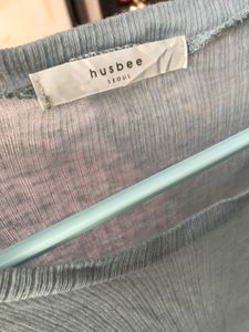 Light Blue Long Sleeve Ribbed-knit Top