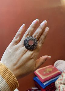 Afgani Jhumka With Oxidised Adjustable Ring