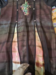 Brown Synthetic Party Wear Kurta