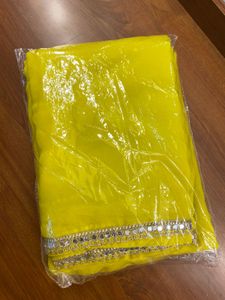 Yellow saree mirror border ✨