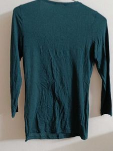 Green Deep V-Neck Top