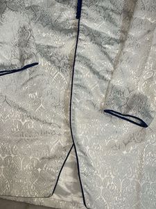 Classy Men White Kurta With Blue Pyjama(chooridar)