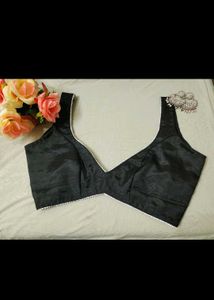 Silk Deep Neck Non Padded Blouse Woth Gota Lace Be