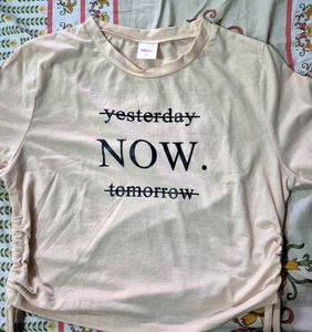Trendy 'NOW' Ruched URBANIC Tee