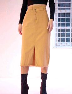 Sassafras Solid Women Wrap Around Beige Skirt
