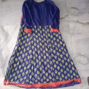 Cotton Kurtha Navy Blue And Red Border