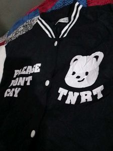 TNRT Bear Varsity Jacket Man And Woman Both Wear
