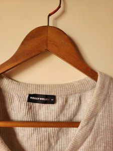 Grey Ribbed Cropped Top