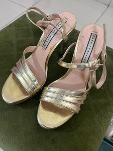 Zara Gold Strappy Heels - Size 7