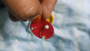☀️Pure Silver Pearl Nose And Ear Earings(3 Piece)