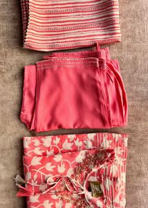 Coral Floral Print Kurti Set With Dupatta
