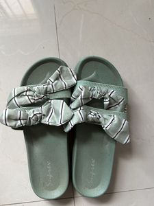 Cute Striped Bow Slides