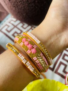 Never Used Rose Pink Studded Bangle Set