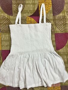 White Straped Smocked Top