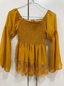 Chic Mustard Peplum Top