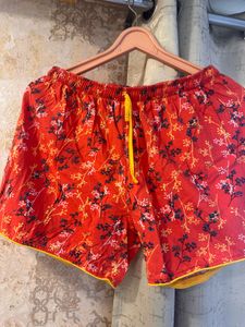 Red Floral Print Shorts- Waist- 30 Strechable