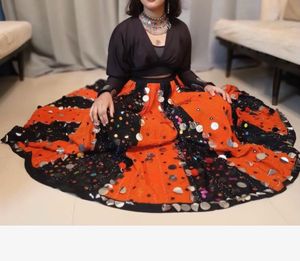 Orange & Black Sequin skirt