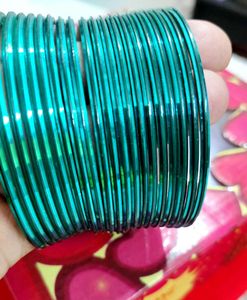 Teal Green Metal Bangles - Set of 20, 🆕✨