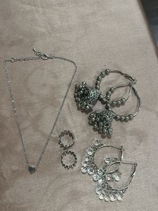 Jewelry Set: Necklace, Rings & Earrings