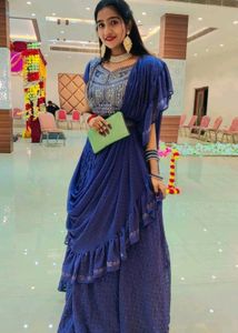 Elegant Blue Embellished Dress