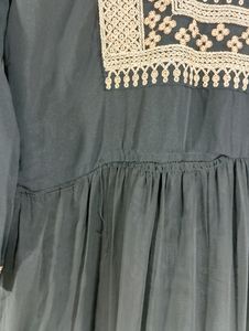 Black Embroidered Long Ethnic Dress ( Women)