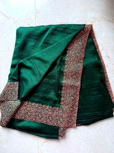 Bottle Green With Copper Boarder Saree