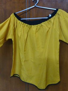 Beautiful Yellow Off Shoulder Top With Fril Sleeve