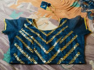 Organza blue lehenga