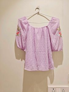 Embroidered Lavender Top
