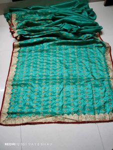 Elegant Green Embroidery Saree