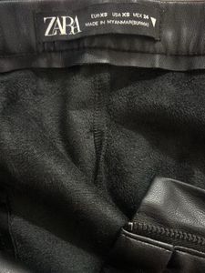 Black Faux Leather High/mid -Waist Pants