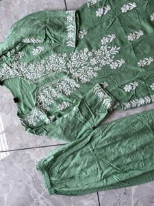 Sage Green Embroidered Kurta Set