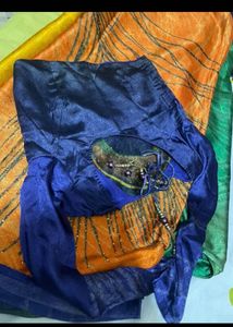 Orange Peacock Saree